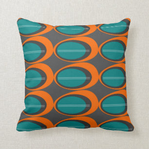 Moderne middenklasseafdrukken - Oranje en Blauwgro Kussen