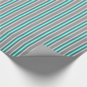 Moderne middenstrepen, grijs en Turquoise Cadeaupapier (Hoek)