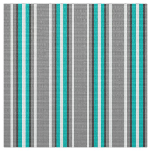 Moderne middenstrepen, grijs en Turquoise Stof (Swatch)