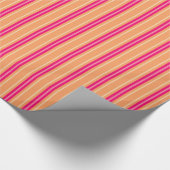Moderne middenstrepen, roze Fuchsia en Oranje Cadeaupapier (Hoek)