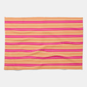Moderne middenstrepen, roze Fuchsia en Oranje Theedoek (Horizontaal)