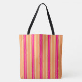 Moderne middenstrepen, roze Fuchsia en Oranje Tote Bag (Voorkant)