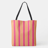 Moderne middenstrepen, roze Fuchsia en Oranje Tote Bag (Achterkant)