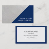 Moderne middernacht blauwe fiets, Silver Geometric Visitekaartje (Voorkant / Achterkant)