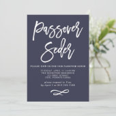 Moderne Midnight Blue- en White Passover Seder Car Kaart (Staand voorkant)