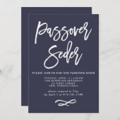 Moderne Midnight Blue- en White Passover Seder Car Kaart (Voorkant / Achterkant)