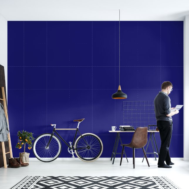 Moderne Midnight Blue Plain Solid kleur Behang (Woonkamer)