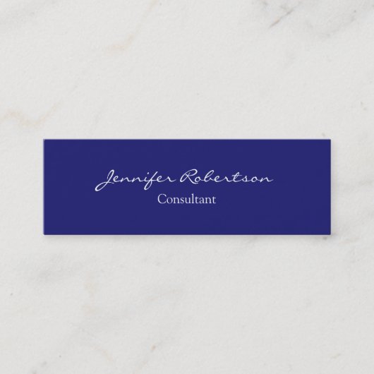 Moderne midnight Blue Plain Uniek Slim Mini Visitekaartje (Voorkant)