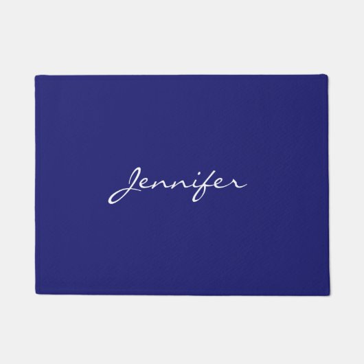 Moderne midnight Blue Plain Unieke Deurmat (Voorkant)