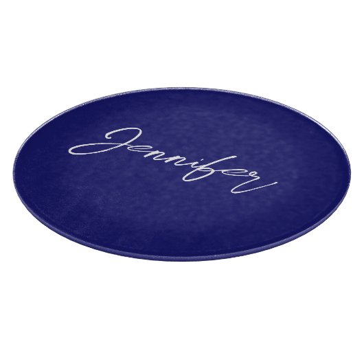 Moderne Midnight Blue Plain Unieke Handschrijfnaam Snijplank (Hoek)