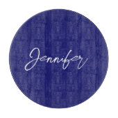 Moderne Midnight Blue Plain Unieke Handschrijfnaam Snijplank (Voorkant)