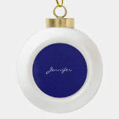 Moderne midnight Blue Plain Unieke Keramische Bal Ornament (Voorkant)