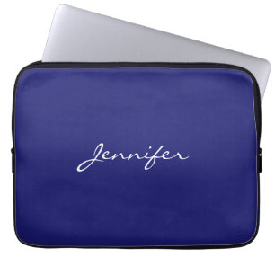 Moderne midnight Blue Plain Unieke Laptop Sleeve