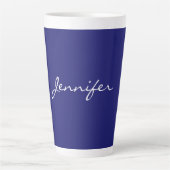Moderne midnight Blue Plain Unieke Latte Mok (Voorkant)