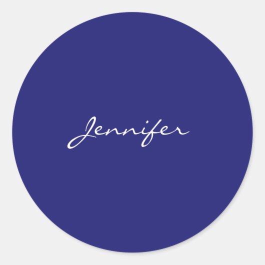 Moderne midnight Blue Plain Unieke Ronde Sticker (Voorkant)