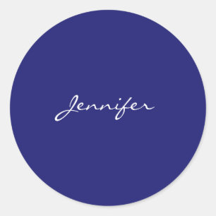 Moderne midnight Blue Plain Unieke Ronde Sticker