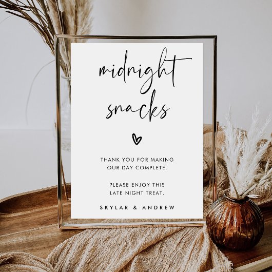 Moderne Midnight Snacks Tas Dessert Bar Teken Poster