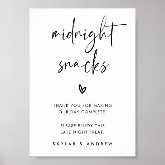 Moderne Midnight Snacks Tas Dessert Bar Teken Poster (Voorkant)