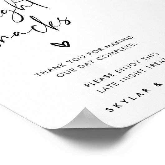 Moderne Midnight Snacks Tas Dessert Bar Teken Poster (Hoek)