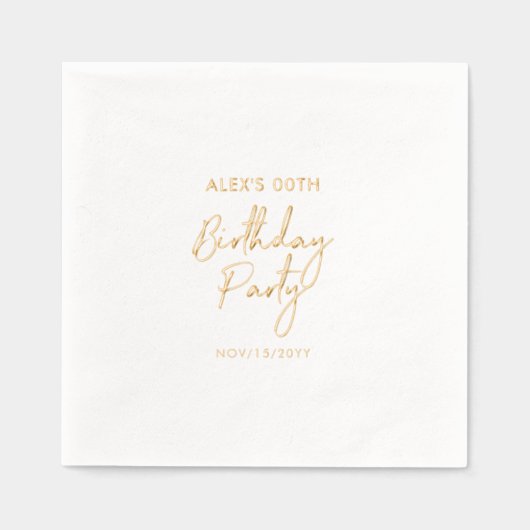 Moderne mijlpaal volwassen verjaardagsfeest folie servetten (Voorkant)