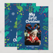 Moderne “Mijn Eerste Kerstmis” Baby Fotokaart Feestdagenkaart (Voorkant / Achterkant)