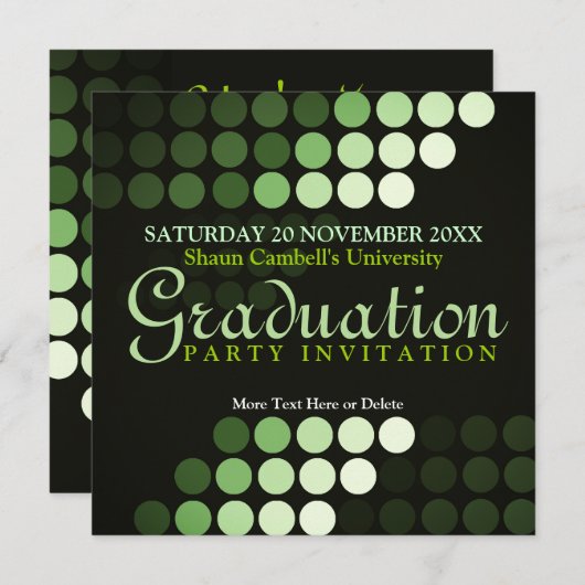 Moderne milieu (groene) Uitnodiging van het Afstud (Voorkant / Achterkant)