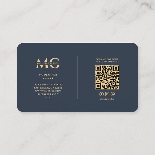 Moderne milieuwetenschapper Monogram Blauw Visitekaartje (Achterkant)