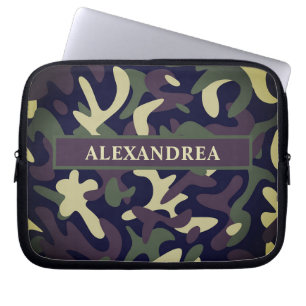 Moderne militaire Camouflage Green Camo personalis Laptop Sleeve