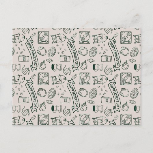 Moderne Millennial Dad Doodle Patroon Vaderdag Briefkaart (Voorkant)