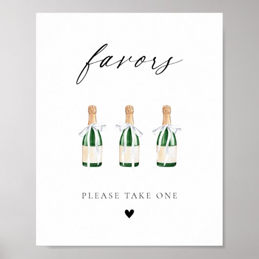 Moderne mini Champagne-flessen met elegant script Poster (Voorkant)