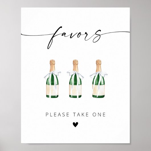 Moderne mini Champagne-flessen met elegant script Poster (Voorkant)