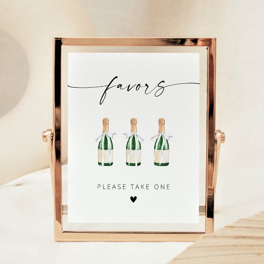 Moderne mini Champagne-flessen met elegant script Poster