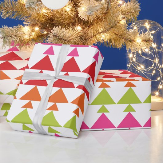 Moderne Mini-kerstbomen Geometrische patronen Cadeaupapier (Feestdagen)