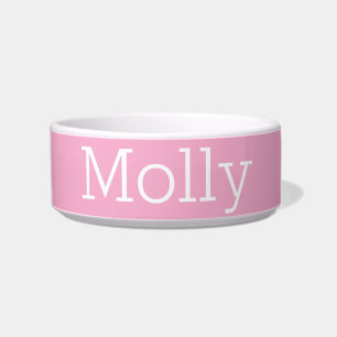 Moderne Mini Solid Kleur Roze Aangepaste Naam Pet Voerbakje