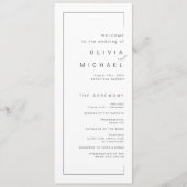 Moderne miniatuurbruiloft met chic-typografie programmakaart (Voorkant)