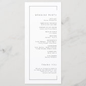 Moderne miniatuurbruiloft met chic-typografie programmakaart (Achterkant)