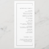 Moderne miniatuurbruiloft met chic-typografie programmakaart (Achterkant)