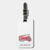 Moderne miniatuurfeest van vuurman bagagelabel (Voorkant verticaal)