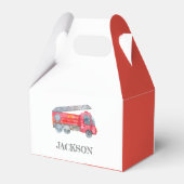 Moderne miniatuurfeest van vuurman bedankdoosjes (Achterkant)