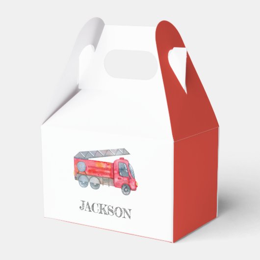 Moderne miniatuurfeest van vuurman bedankdoosjes (Achterkant)