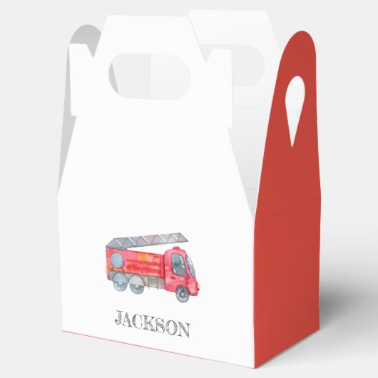 Moderne miniatuurfeest van vuurman bedankdoosjes (Geopend)