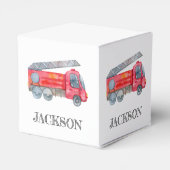 Moderne miniatuurfeest van vuurman bedankdoosjes (Achterkant)