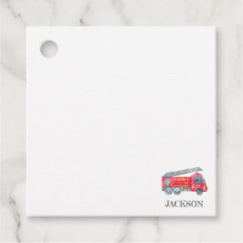 Moderne miniatuurfeest van vuurman bedankjes labels