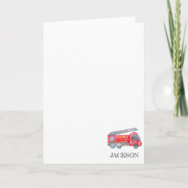 Moderne miniatuurfeest van vuurman bedankkaart