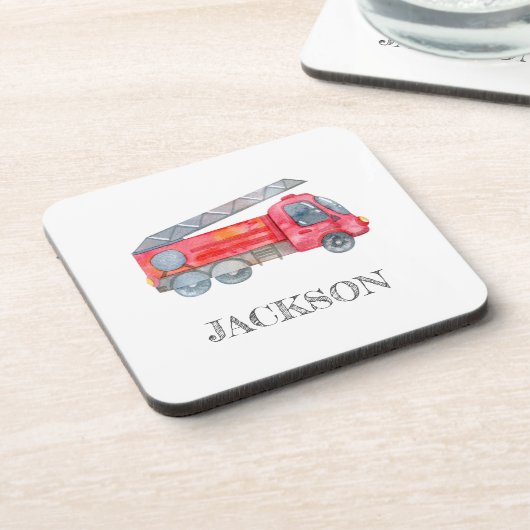 Moderne miniatuurfeest van vuurman bier onderzetter (Linkerzijde)