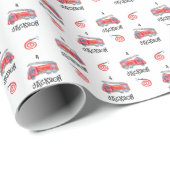 Moderne miniatuurfeest van vuurman cadeaupapier (Rol Hoek)