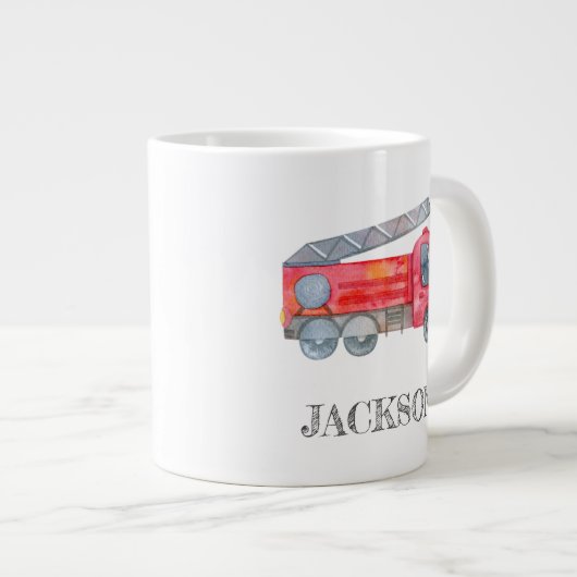 Moderne miniatuurfeest van vuurman grote koffiekop (Voorkant rechts)