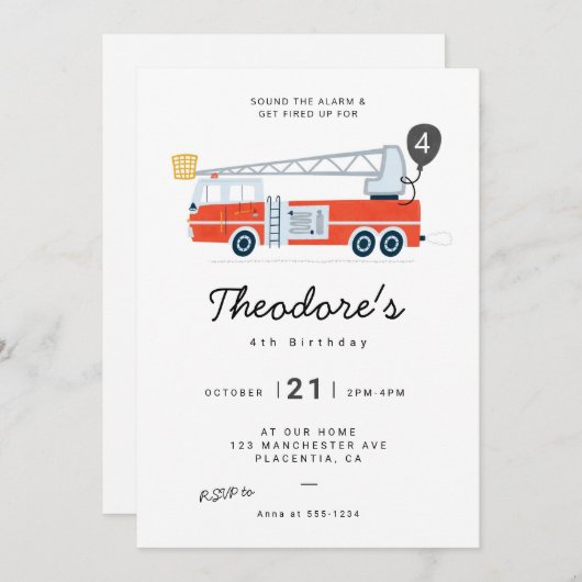 Moderne miniatuurfeest van vuurman kaart (Voorkant / Achterkant)