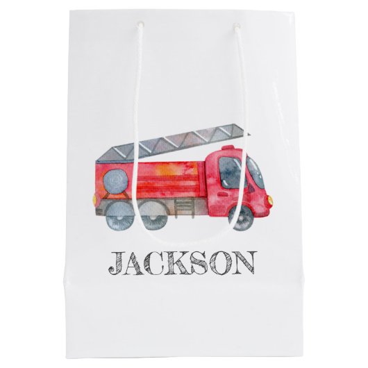 Moderne miniatuurfeest van vuurman medium cadeauzakje (Achterkant)