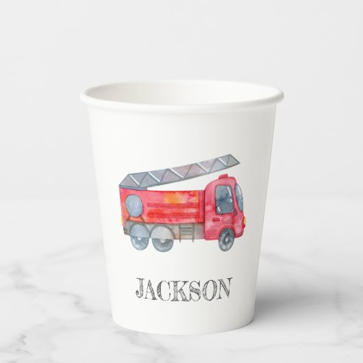 Moderne miniatuurfeest van vuurman papieren bekers (Achterkant)